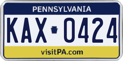 PA license plate KAX0424