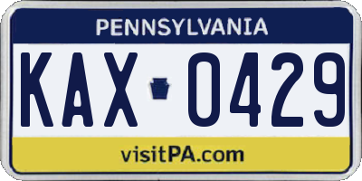 PA license plate KAX0429