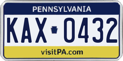 PA license plate KAX0432