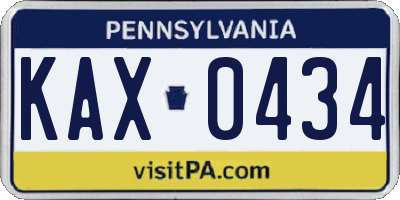 PA license plate KAX0434