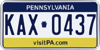 PA license plate KAX0437