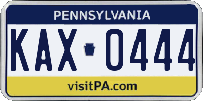 PA license plate KAX0444