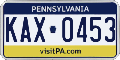 PA license plate KAX0453