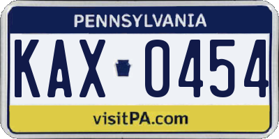 PA license plate KAX0454