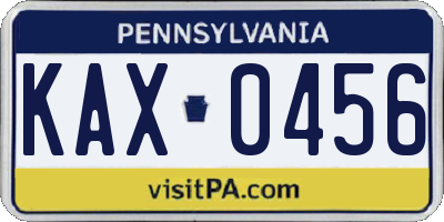 PA license plate KAX0456