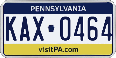 PA license plate KAX0464