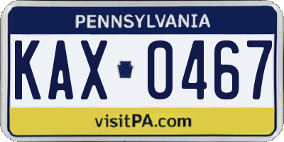 PA license plate KAX0467