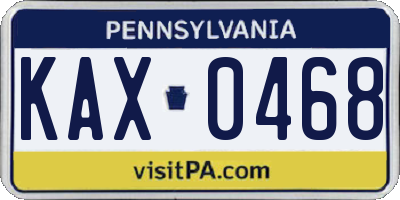 PA license plate KAX0468