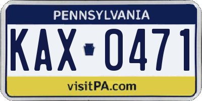 PA license plate KAX0471