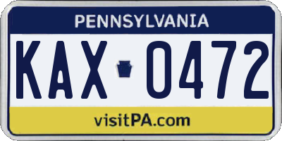 PA license plate KAX0472