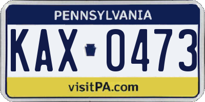 PA license plate KAX0473
