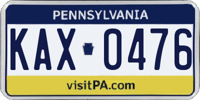 PA license plate KAX0476