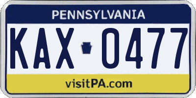 PA license plate KAX0477