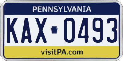 PA license plate KAX0493