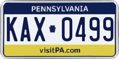 PA license plate KAX0499