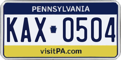 PA license plate KAX0504
