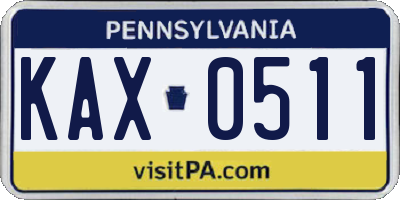 PA license plate KAX0511