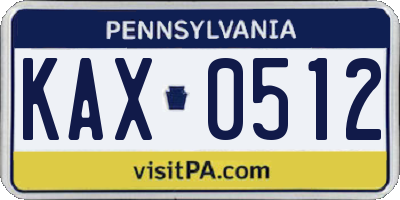 PA license plate KAX0512