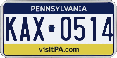 PA license plate KAX0514