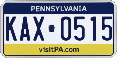 PA license plate KAX0515
