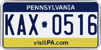 PA license plate KAX0516