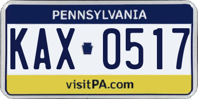 PA license plate KAX0517