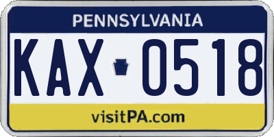 PA license plate KAX0518