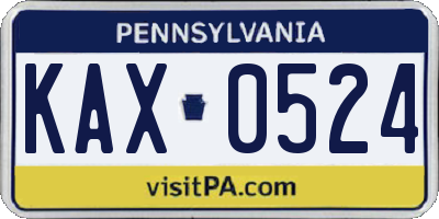 PA license plate KAX0524