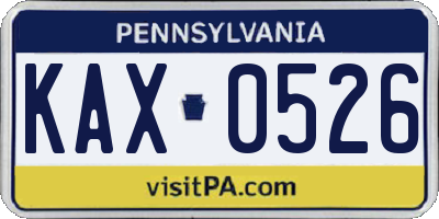 PA license plate KAX0526