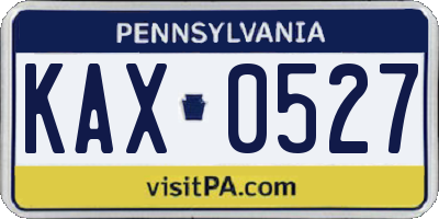 PA license plate KAX0527