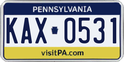PA license plate KAX0531