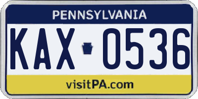PA license plate KAX0536