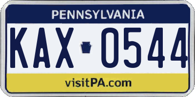 PA license plate KAX0544