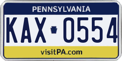 PA license plate KAX0554