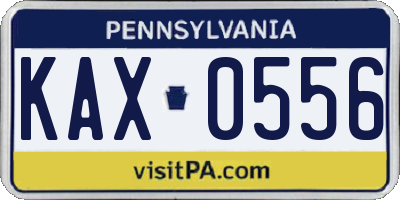 PA license plate KAX0556