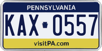 PA license plate KAX0557
