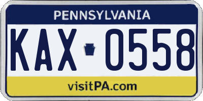 PA license plate KAX0558