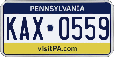PA license plate KAX0559
