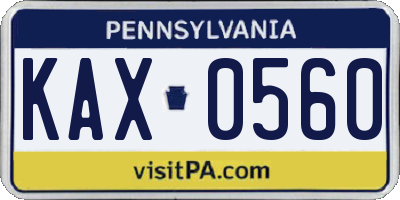 PA license plate KAX0560