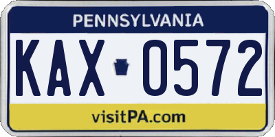 PA license plate KAX0572