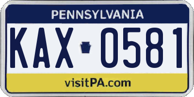 PA license plate KAX0581