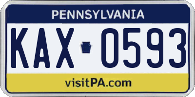 PA license plate KAX0593