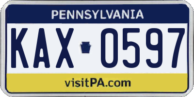 PA license plate KAX0597