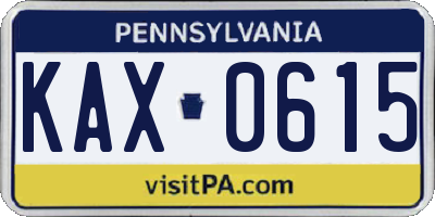 PA license plate KAX0615