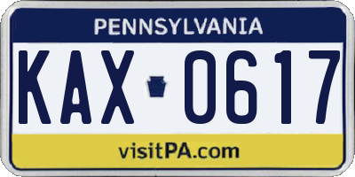 PA license plate KAX0617