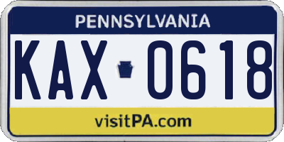 PA license plate KAX0618