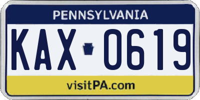 PA license plate KAX0619