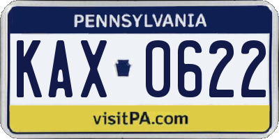 PA license plate KAX0622