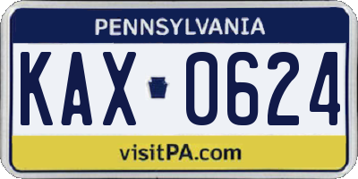 PA license plate KAX0624