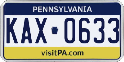 PA license plate KAX0633